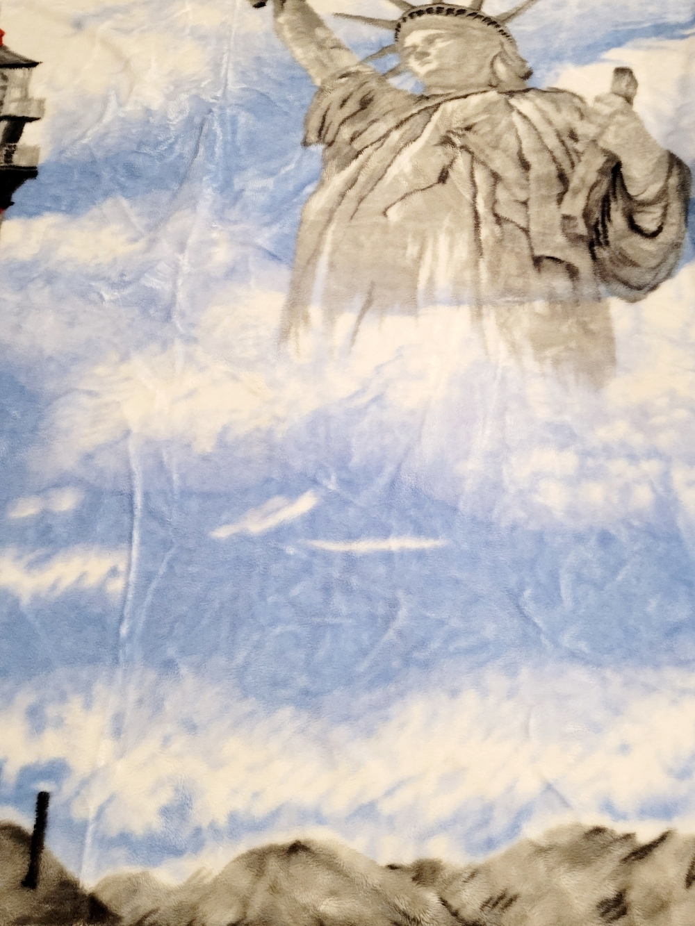Liberty Lighthouse Scenic  Blanket in Red, Blue, White - Picture 2 of 5